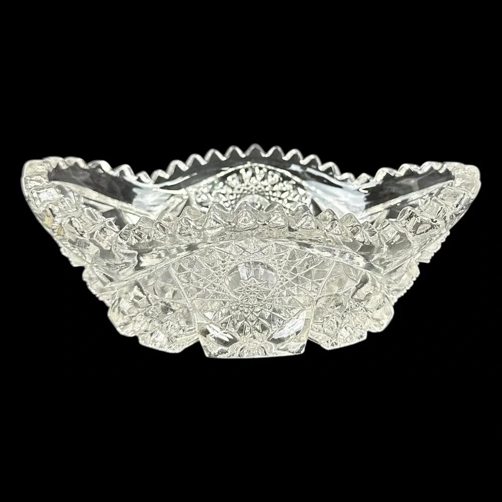 Vintage Imperial Glass Nucut EAPG Oval Nut Dish Sawtooth Pressed Glass 6.5